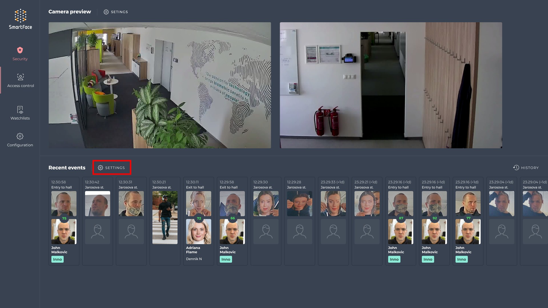 Automated security system dashboard
