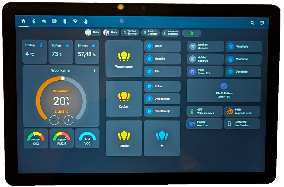 Smart home dashboard with multiple controls