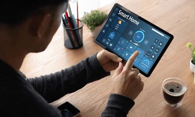 Smartphone showing home automation interface
