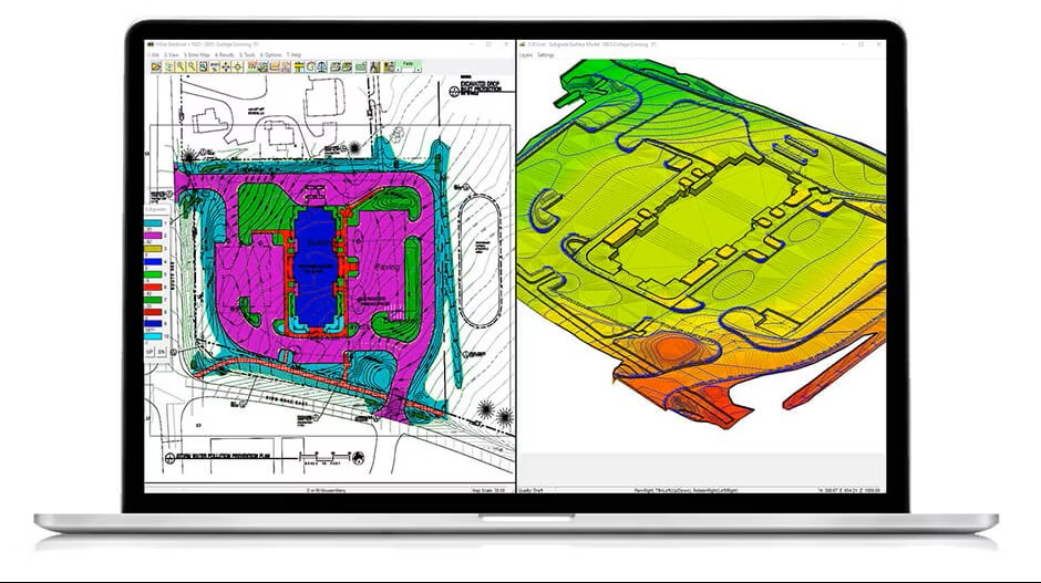 Civil construction software on screen