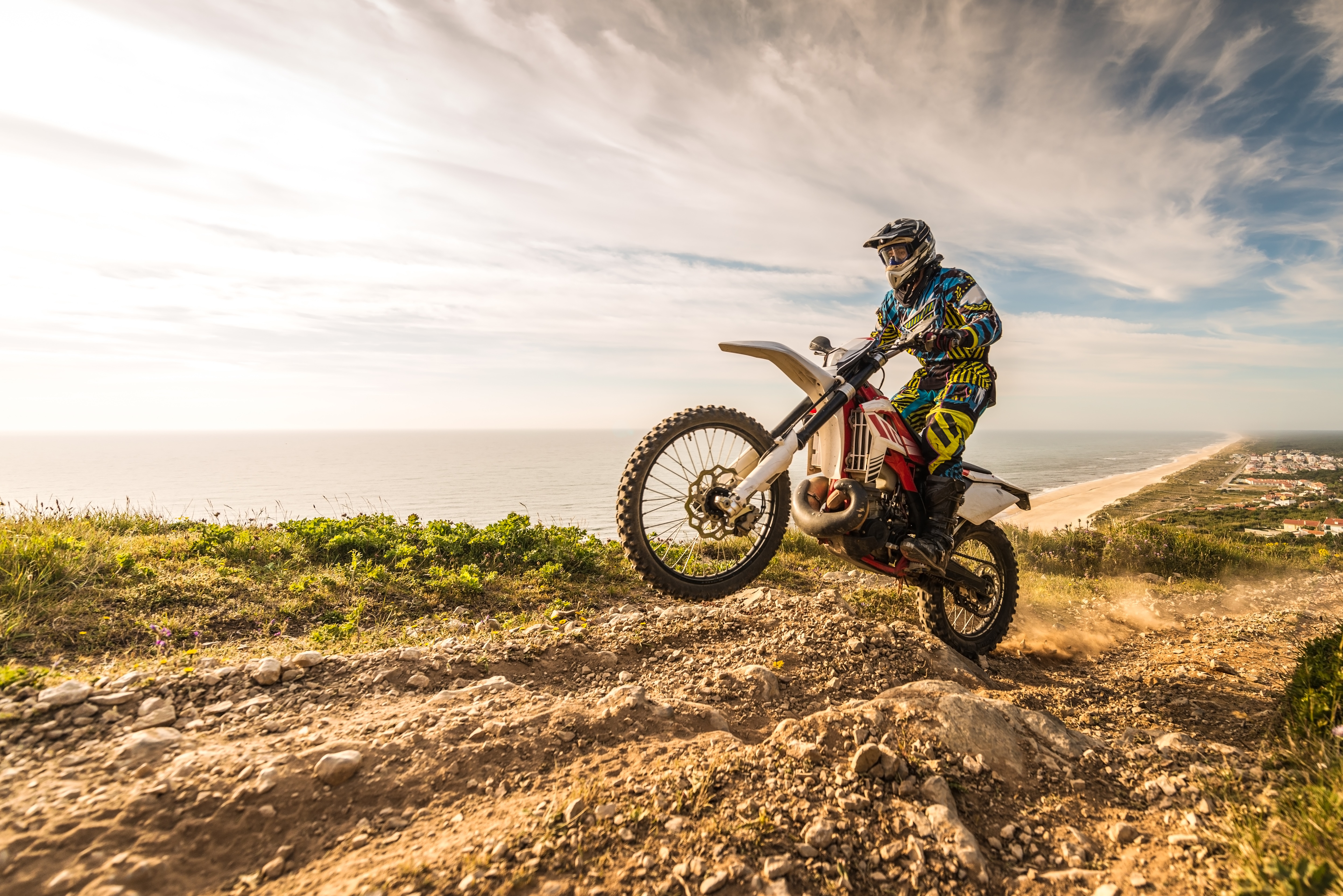 Motocross rider on a dirt trail