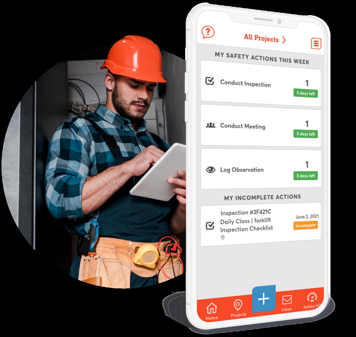 Digital safety dashboard with checklist and hazard form