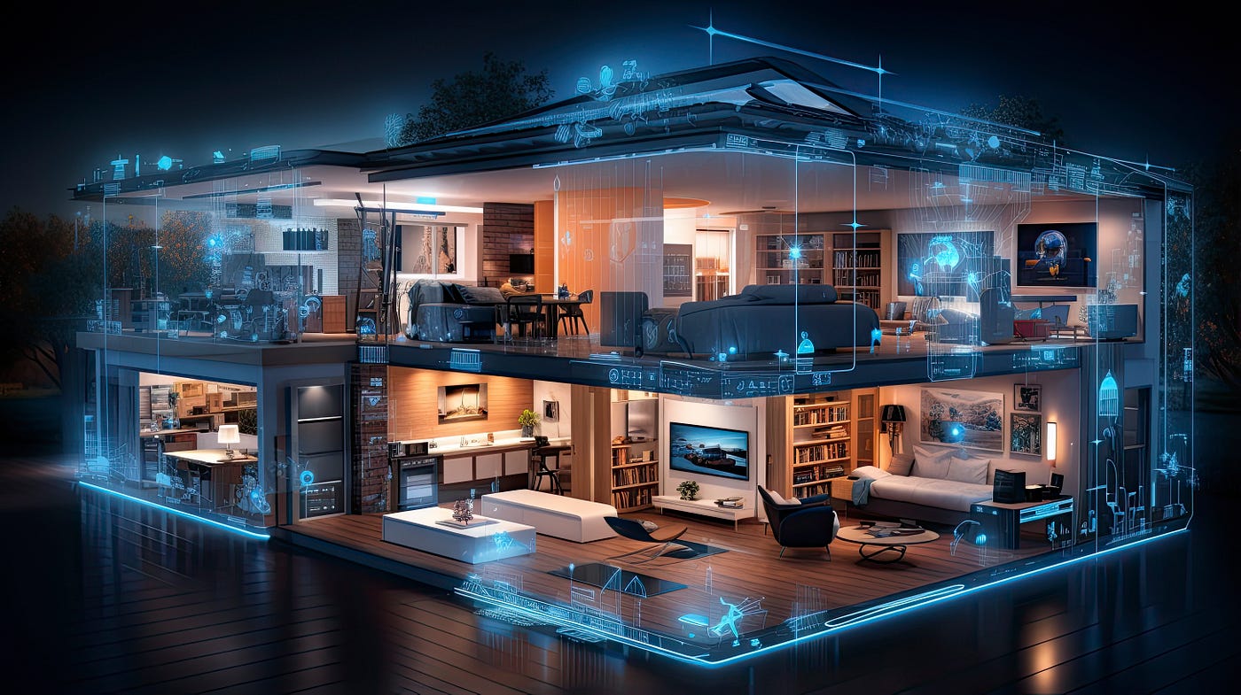 Modern home interior with smart devices